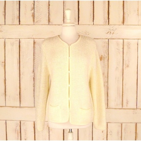 Chunky ivory vintage cardigan knit sweater - Picture 1 of 4